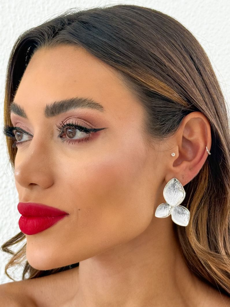 Brinco Folheado a Ouro 18k e Prata Design Folha Texturizada