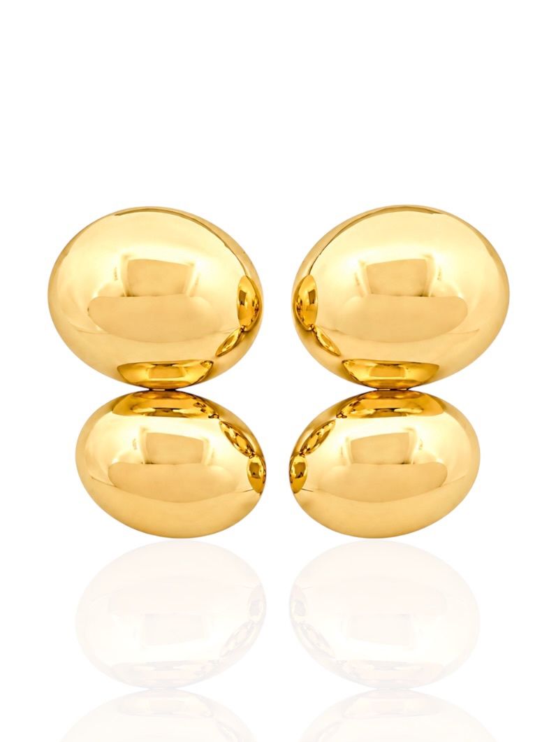 Brinco Folheado a Ouro 18k e Prata Design Formas Ovais