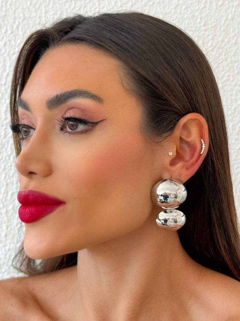Brinco Folheado a Ouro 18k e Prata Design Formas Ovais
