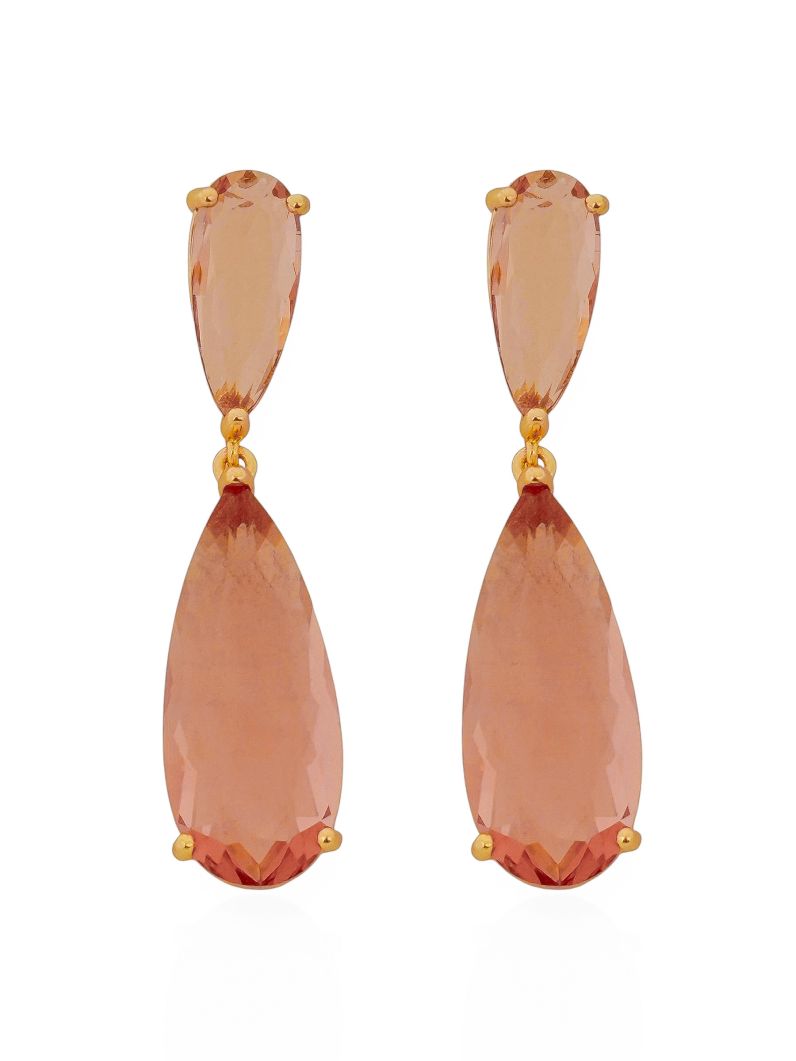 Brinco Folheado a Ouro 18k e Prata Design Gota de Cristal