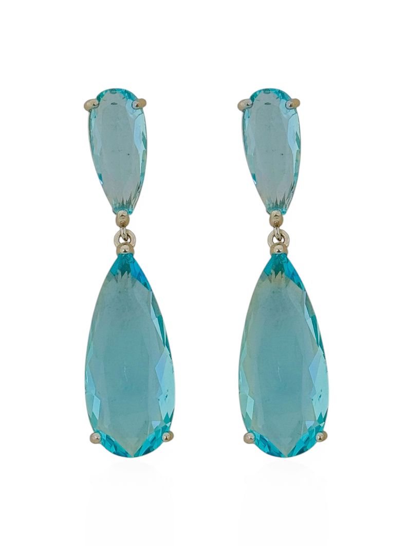 Brinco Folheado a Ouro 18k e Prata Design Gota de Cristal