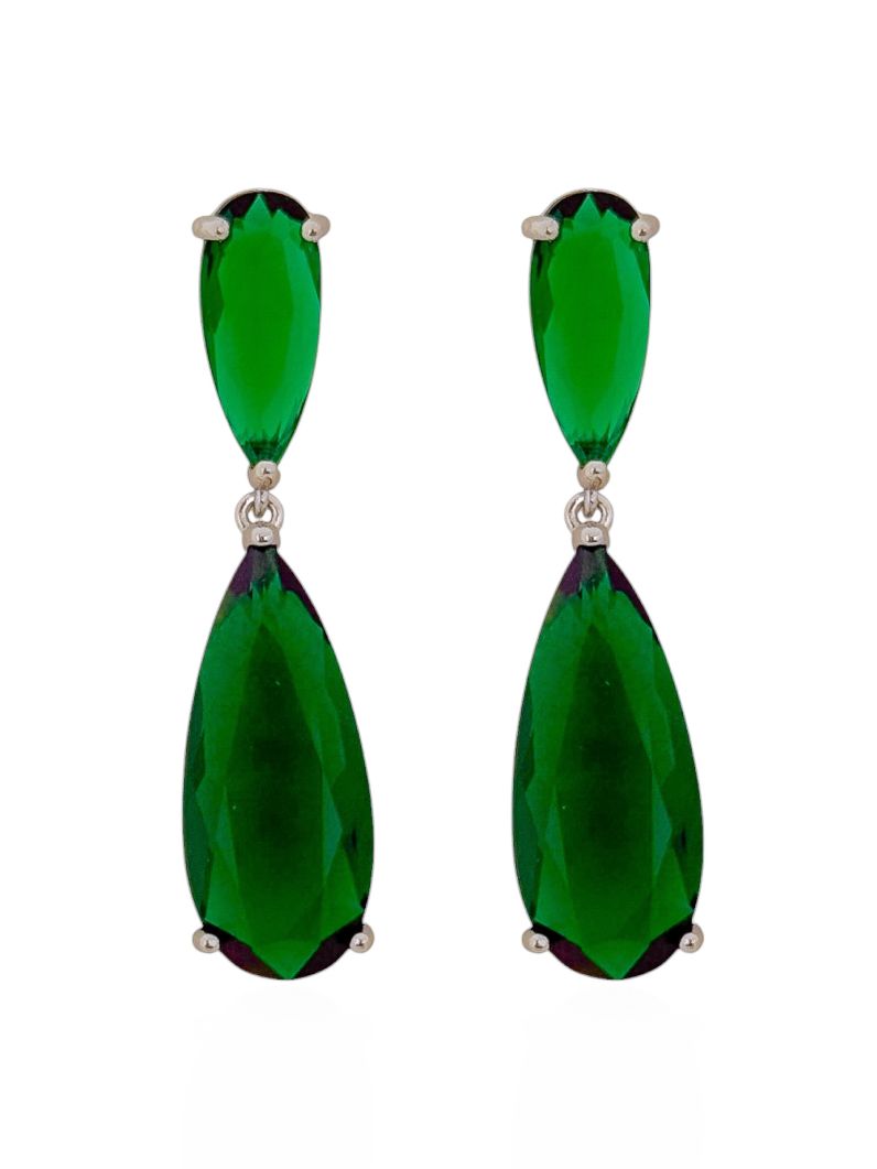 Brinco Folheado a Ouro 18k e Prata Design Gota de Cristal