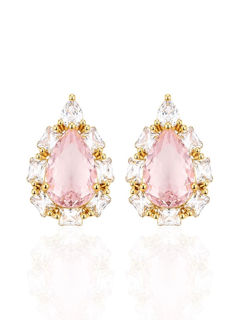Brinco Folheado a Ouro 18k e Prata Design Gota Trabalhada em Zirconias