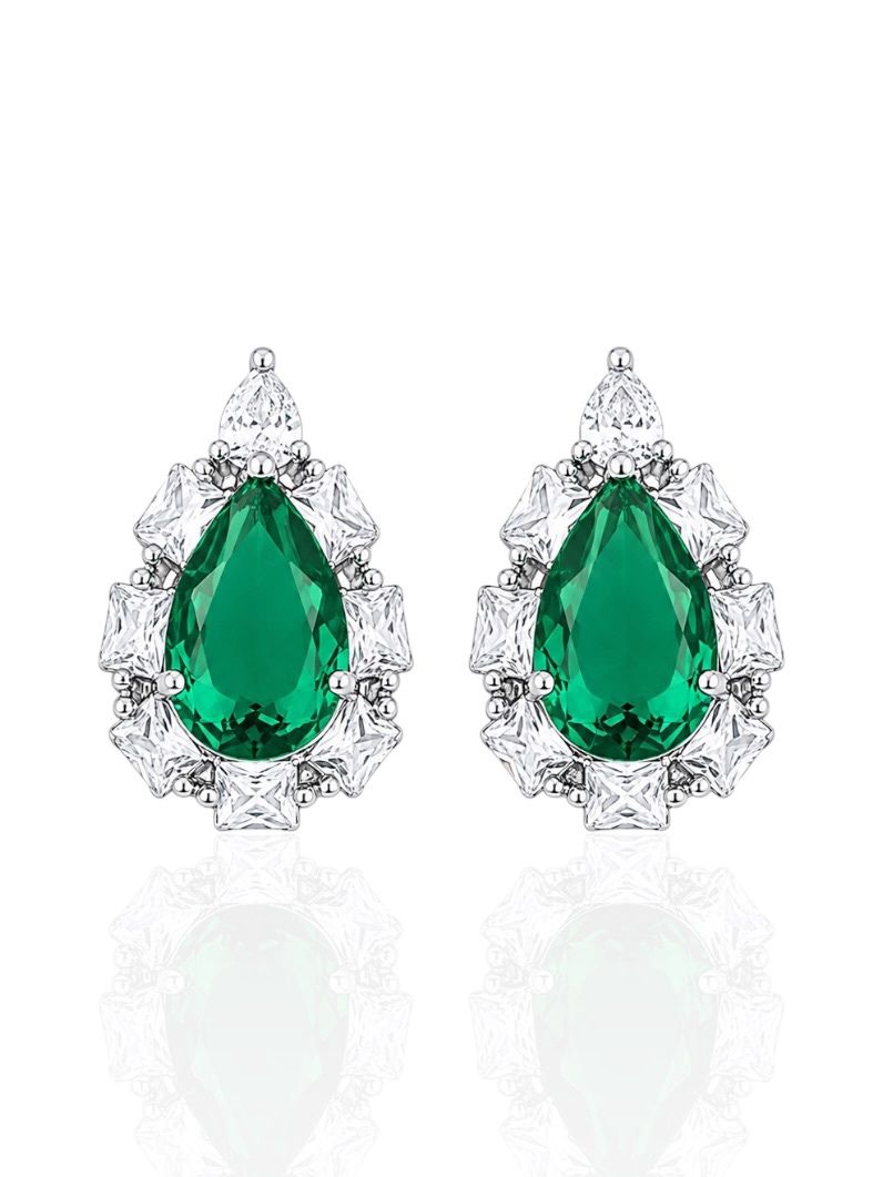 Brinco Folheado a Ouro 18k e Prata Design Gota Trabalhada em Zirconias