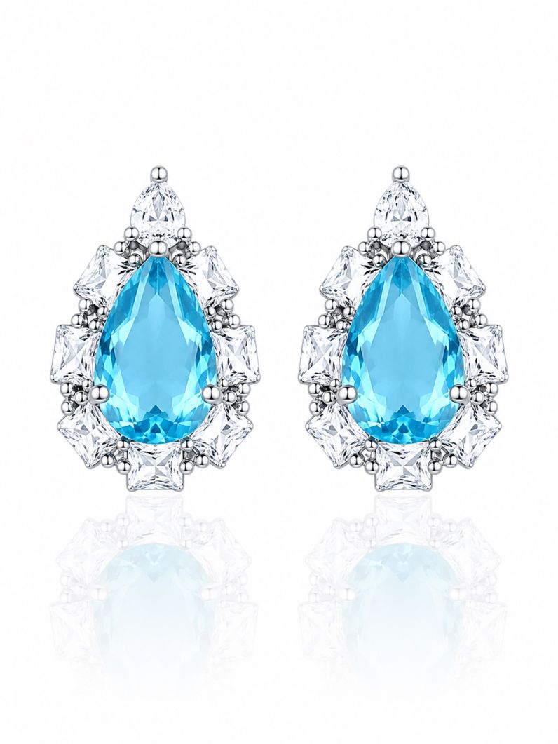 Brinco Folheado a Ouro 18k e Prata Design Gota Trabalhada em Zirconias