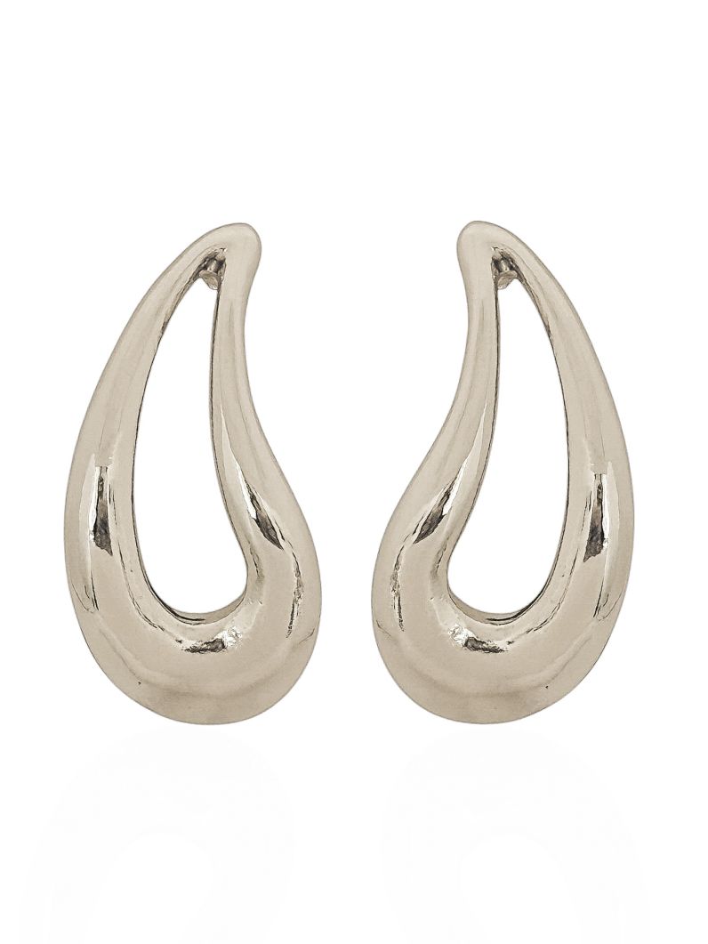 Brinco Folheado a Ouro 18k e Prata Design Gota Vazada