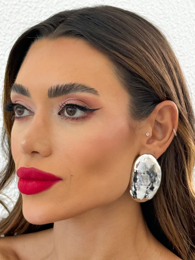Brinco Folheado a Ouro 18k e Prata Design Maxi Martelado