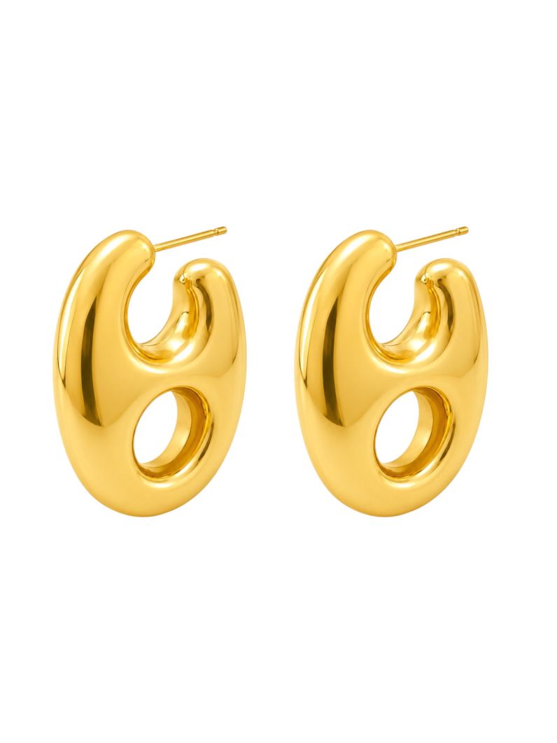 Brinco Folheado a Ouro 18k e Prata Design Moderno Vazado