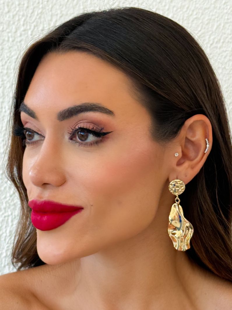 Brinco Folheado a Ouro 18k e Prata Design Organico e Martelado