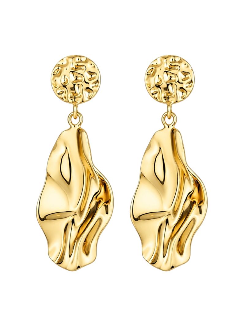 Brinco Folheado a Ouro 18k e Prata Design Organico e Martelado