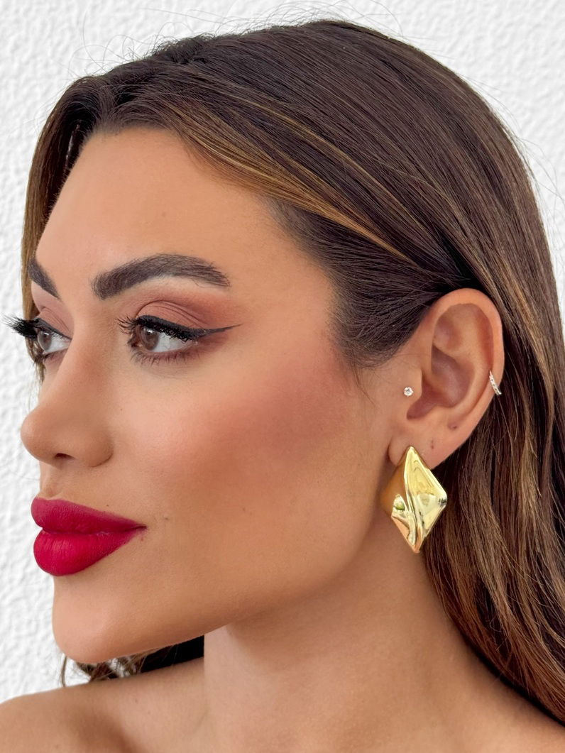 Brinco Folheado a Ouro 18k e Prata Design Orgânico Folha