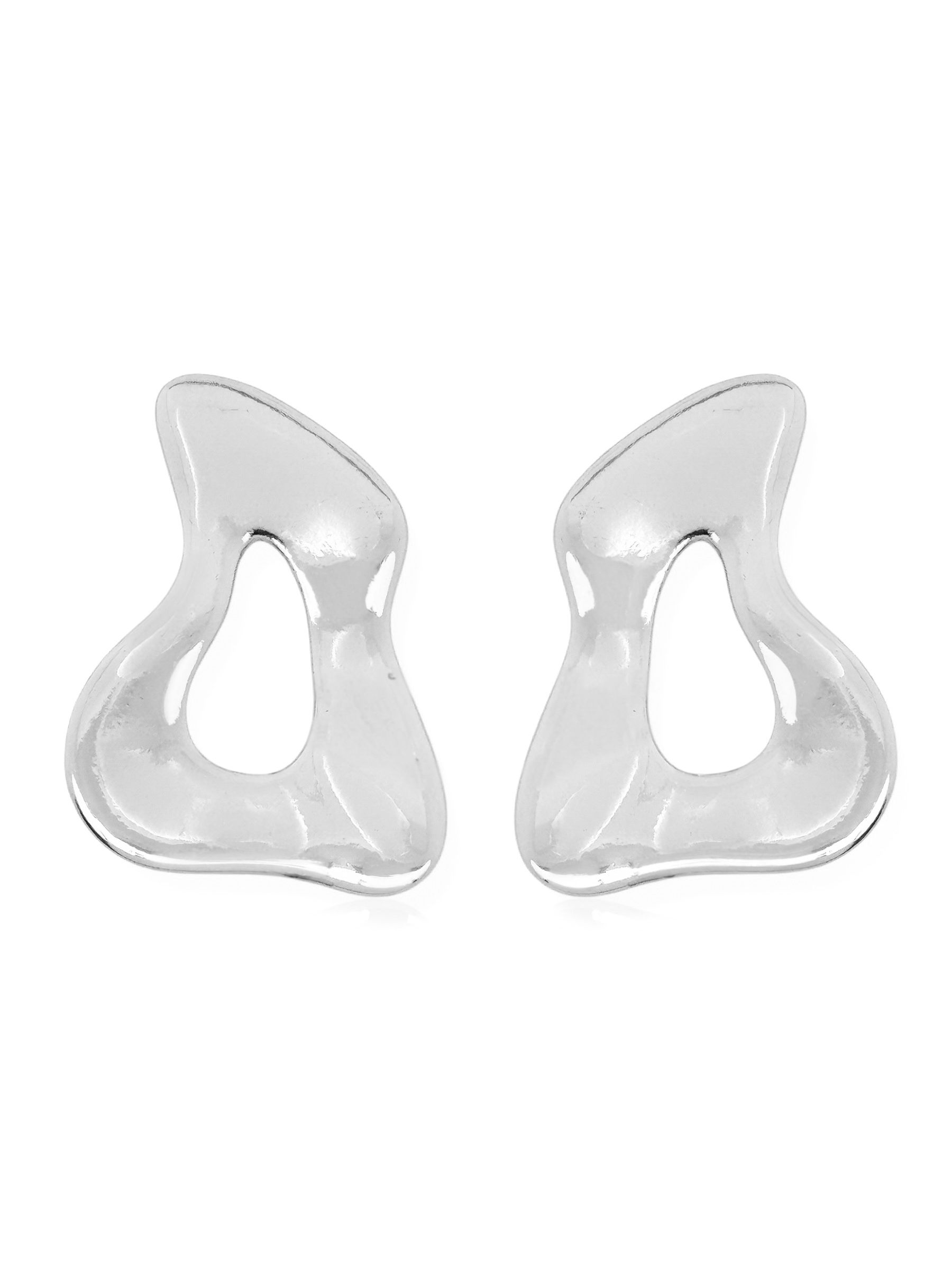 Brinco Folheado a Ouro 18k e Prata Design Organico Liso e Vazado