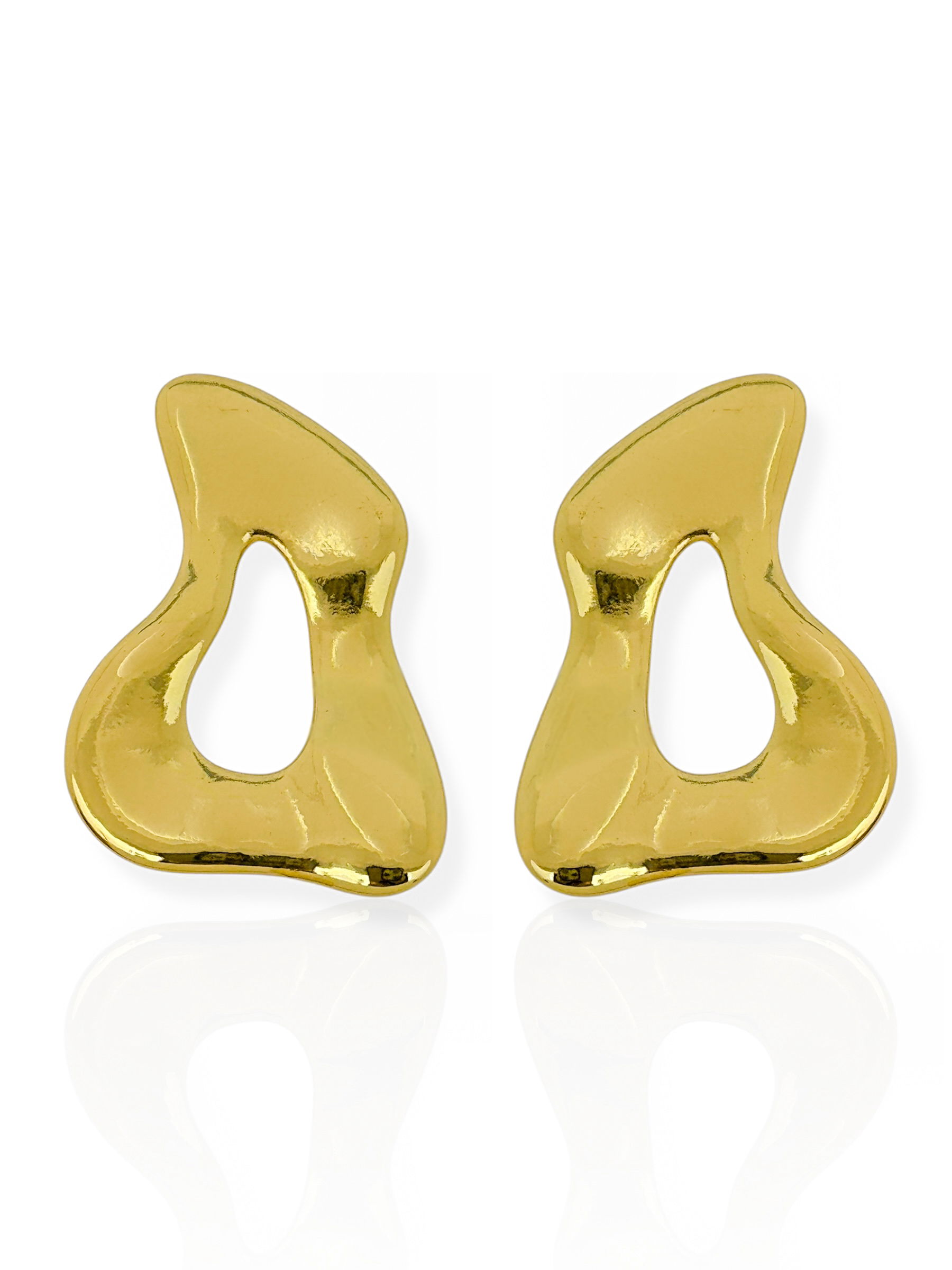 Brinco Folheado a Ouro 18k e Prata Design Organico Liso e Vazado