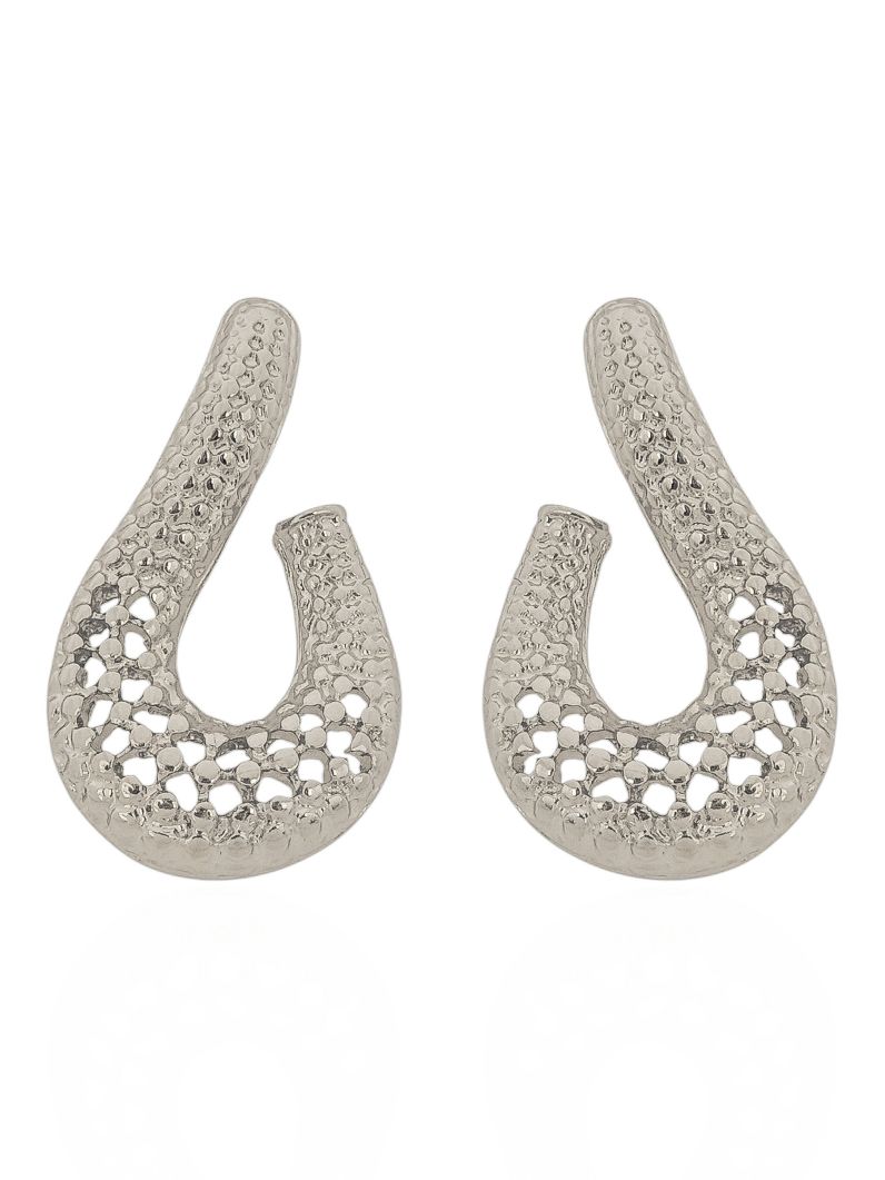 Brinco Folheado a Ouro 18k e Prata Design Orgânico Vazado e Texturizado