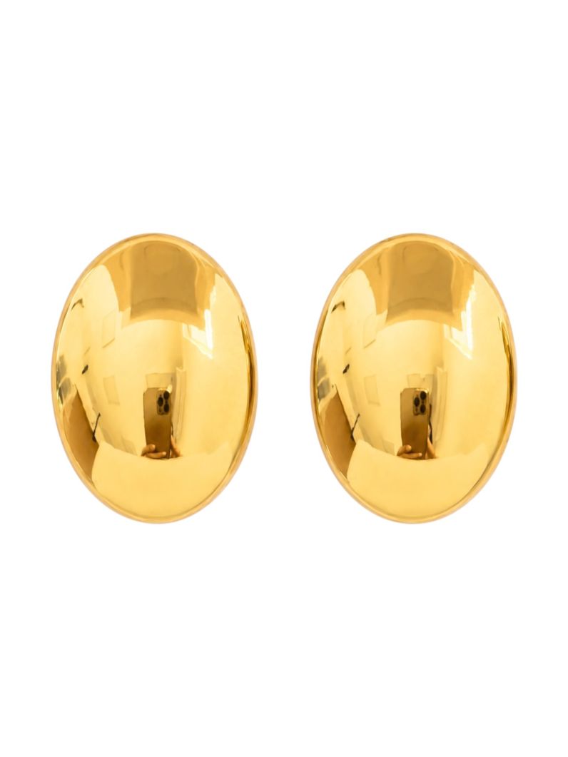 Brinco Folheado a Ouro 18k e Prata Design Oval Curvo