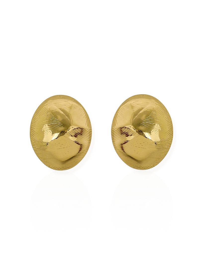 Brinco Folheado a Ouro 18k e Prata Design Oval Detalhado