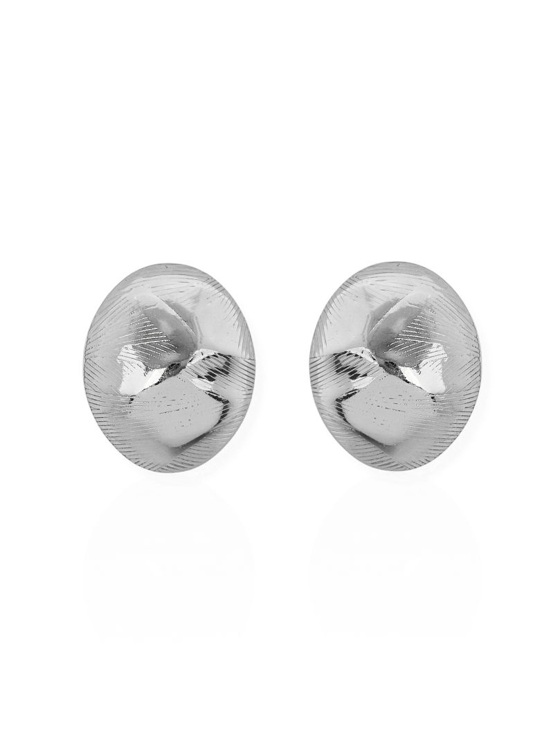 Brinco Folheado a Ouro 18k e Prata Design Oval Detalhado
