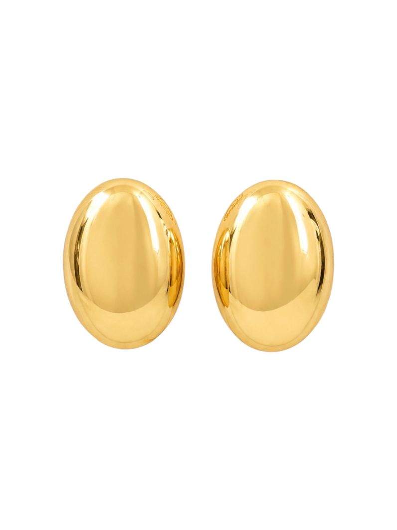 Brinco Folheado a Ouro 18k e Prata Design Oval Liso