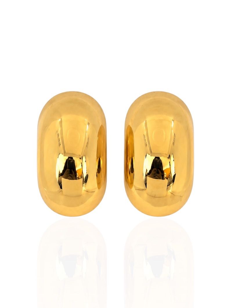 Brinco Folheado a Ouro 18k e Prata Design Oval Moderno