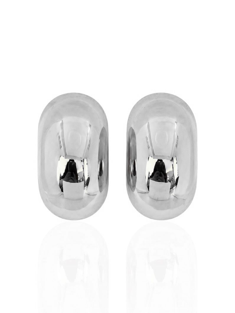 Brinco Folheado a Ouro 18k e Prata Design Oval Moderno