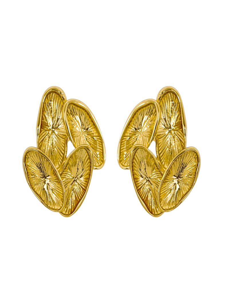Brinco Folheado a Ouro 18k e Prata Design Oval Texturizado