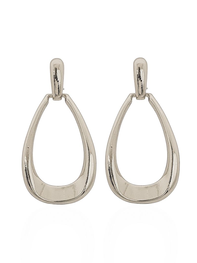 Brinco Folheado a Ouro 18k e Prata Design Ponteira de Gota Vazada
