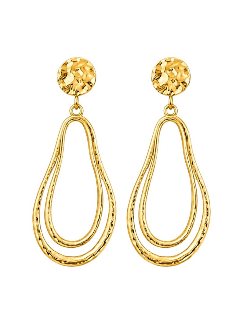 Brinco Folheado a Ouro 18k e Prata Design Ponteira de Gota Vazada