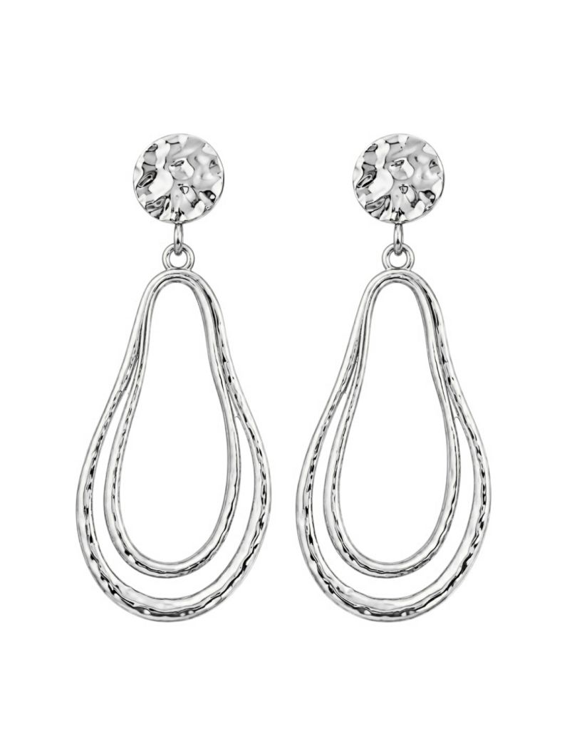 Brinco Folheado a Ouro 18k e Prata Design Ponteira de Gota Vazada