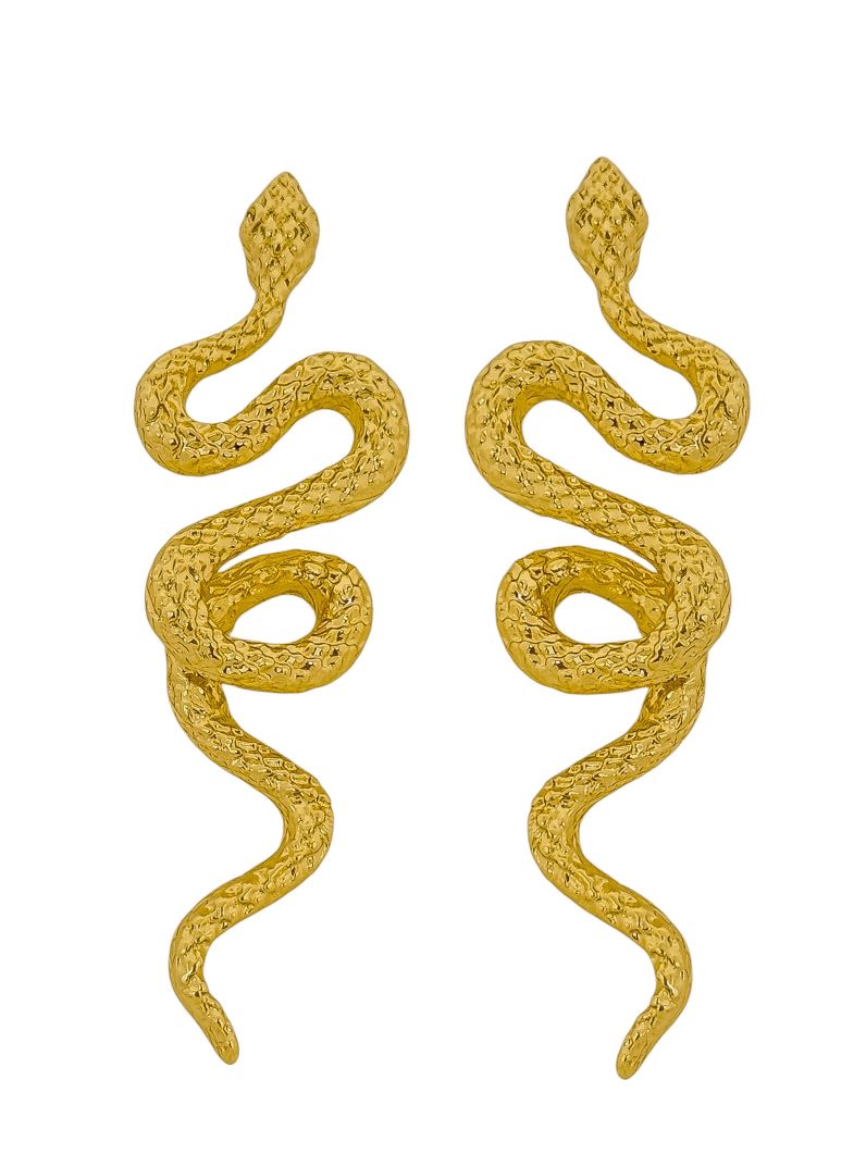 Brinco Folheado a Ouro 18k e Prata Design Serpente Martelada