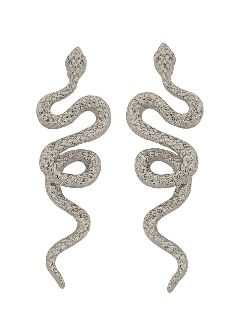 Brinco Folheado a Ouro 18k e Prata Design Serpente Martelada