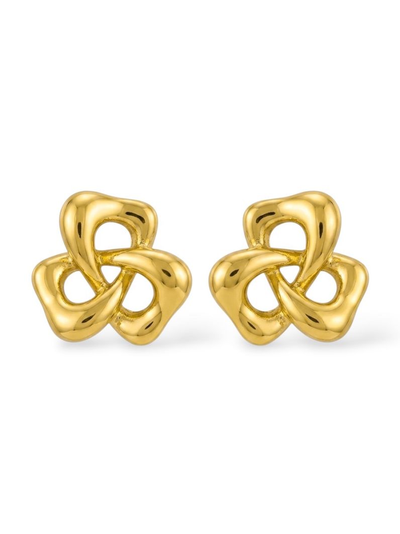 Brinco Folheado a Ouro 18k e Prata Design Trevo de 3 Folhas