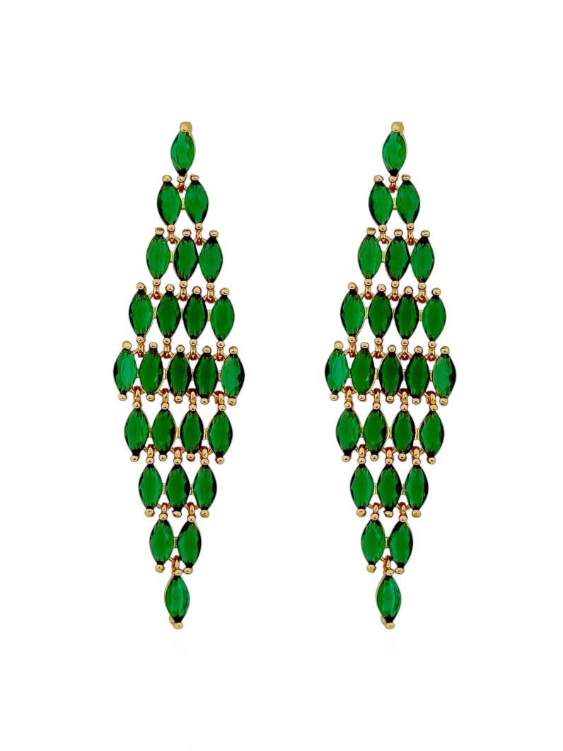 Brinco Folheado a Ouro 18k e Prata Design Zirconias Coloridas