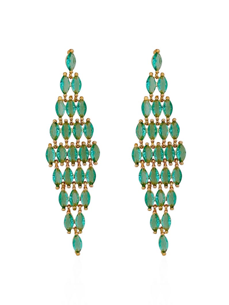 Brinco Folheado a Ouro 18k e Prata Design Zirconias Coloridas