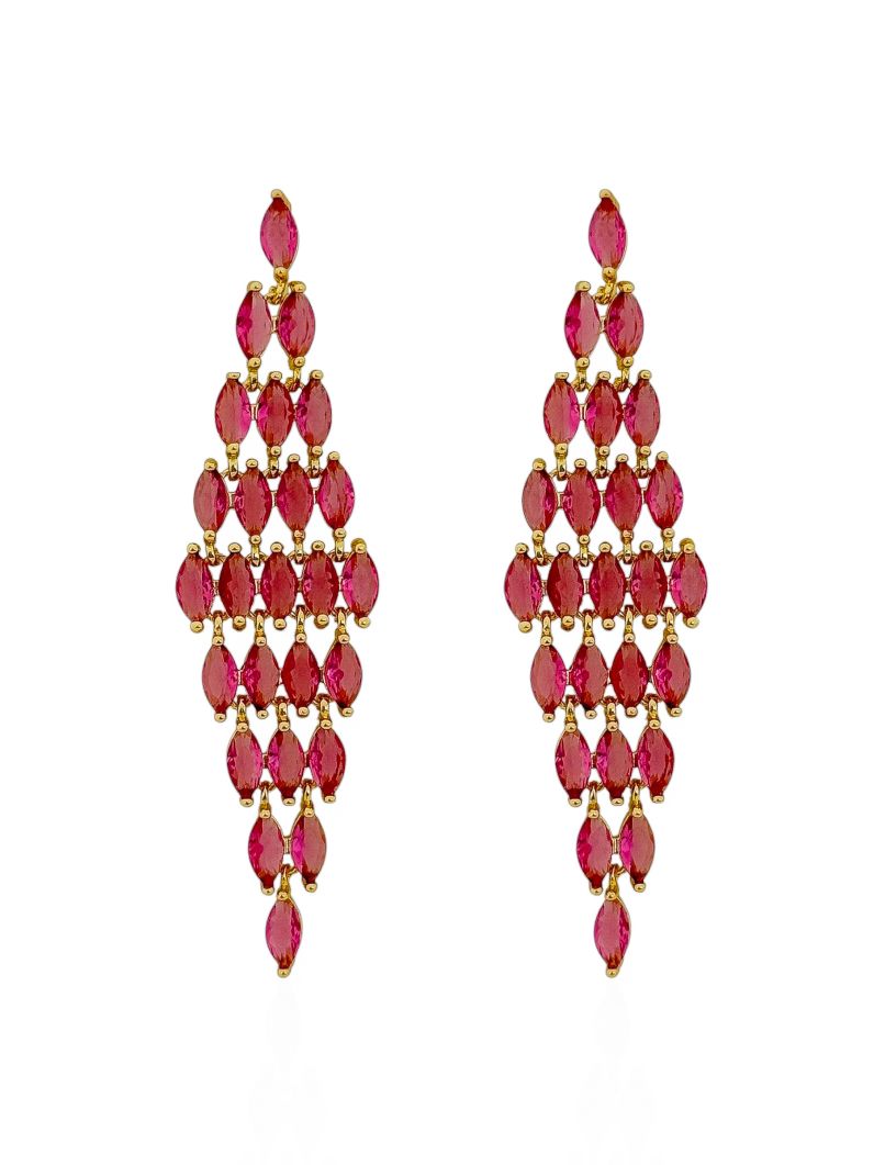 Brinco Folheado a Ouro 18k e Prata Design Zirconias Coloridas