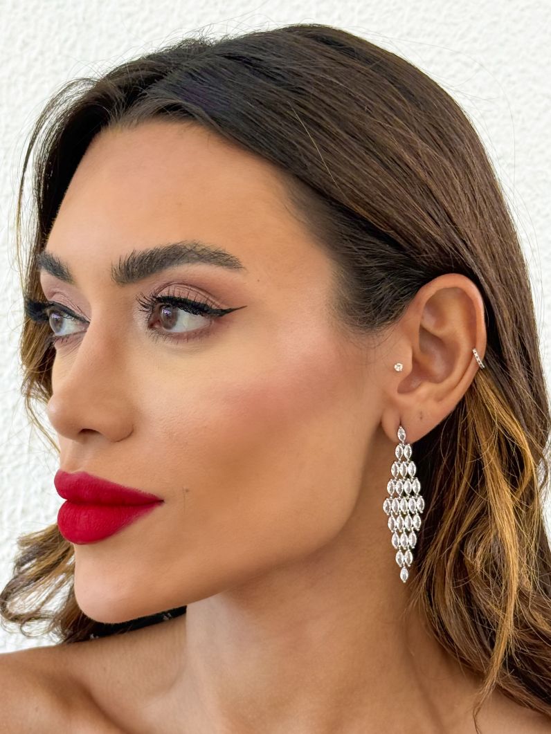 Brinco Folheado a Ouro 18k e Prata Design Zirconias Coloridas