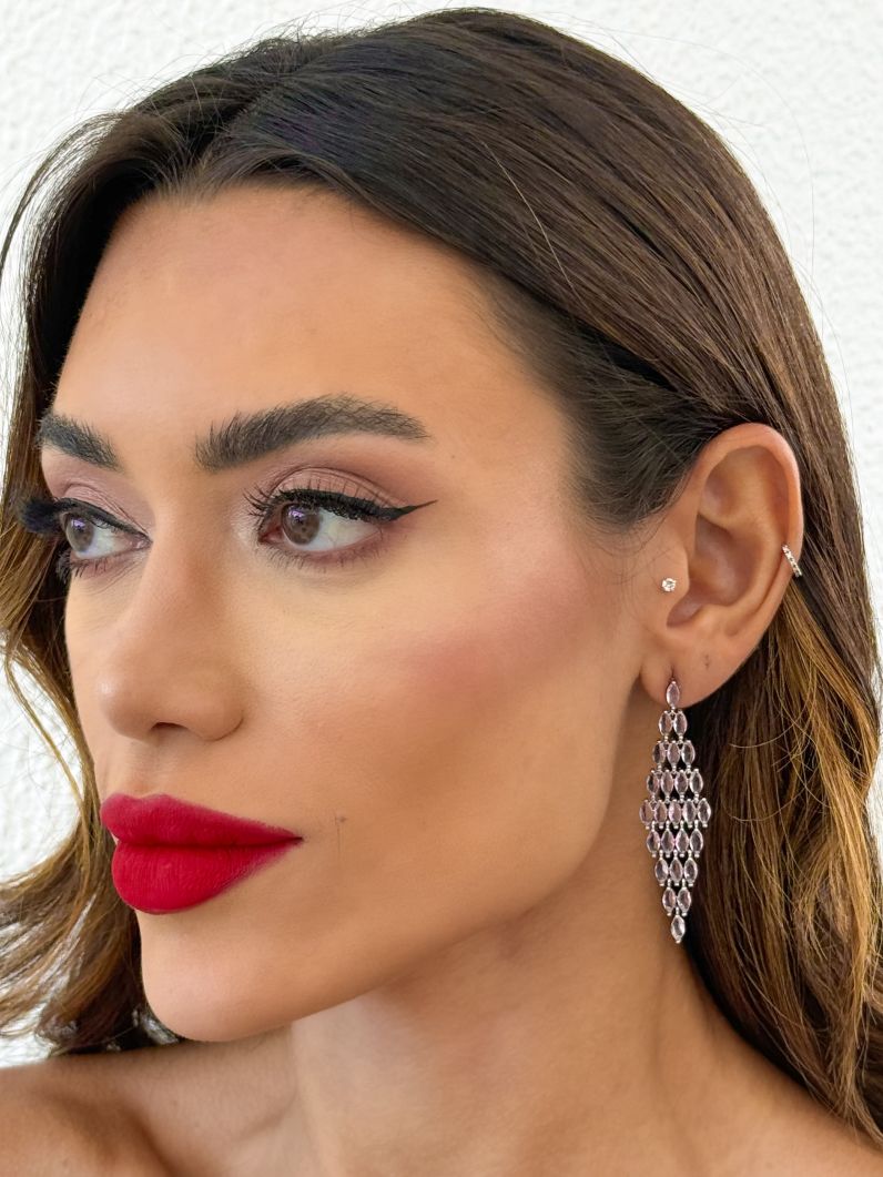 Brinco Folheado a Ouro 18k e Prata Design Zirconias Coloridas