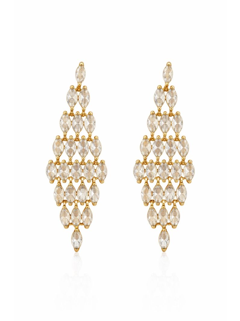 Brinco Folheado a Ouro 18k e Prata Design Zirconias Coloridas