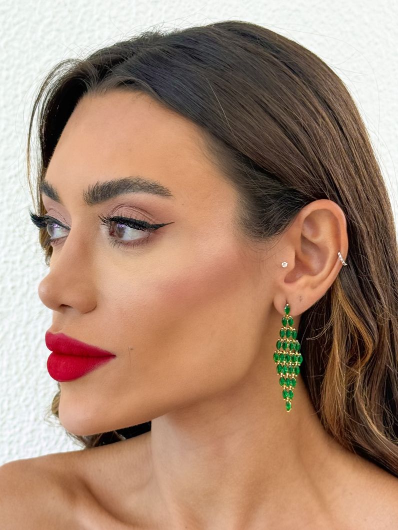 Brinco Folheado a Ouro 18k e Prata Design Zirconias Coloridas