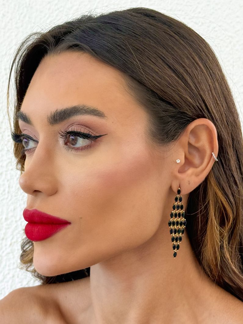 Brinco Folheado a Ouro 18k e Prata Design Zirconias Coloridas