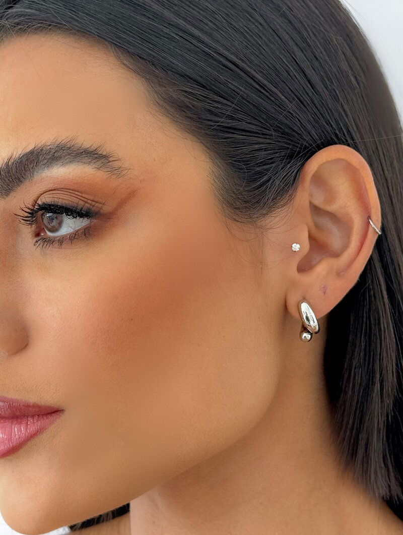 Brinco Folheado a Ouro 18k e Prata Duas Gotas Lisas