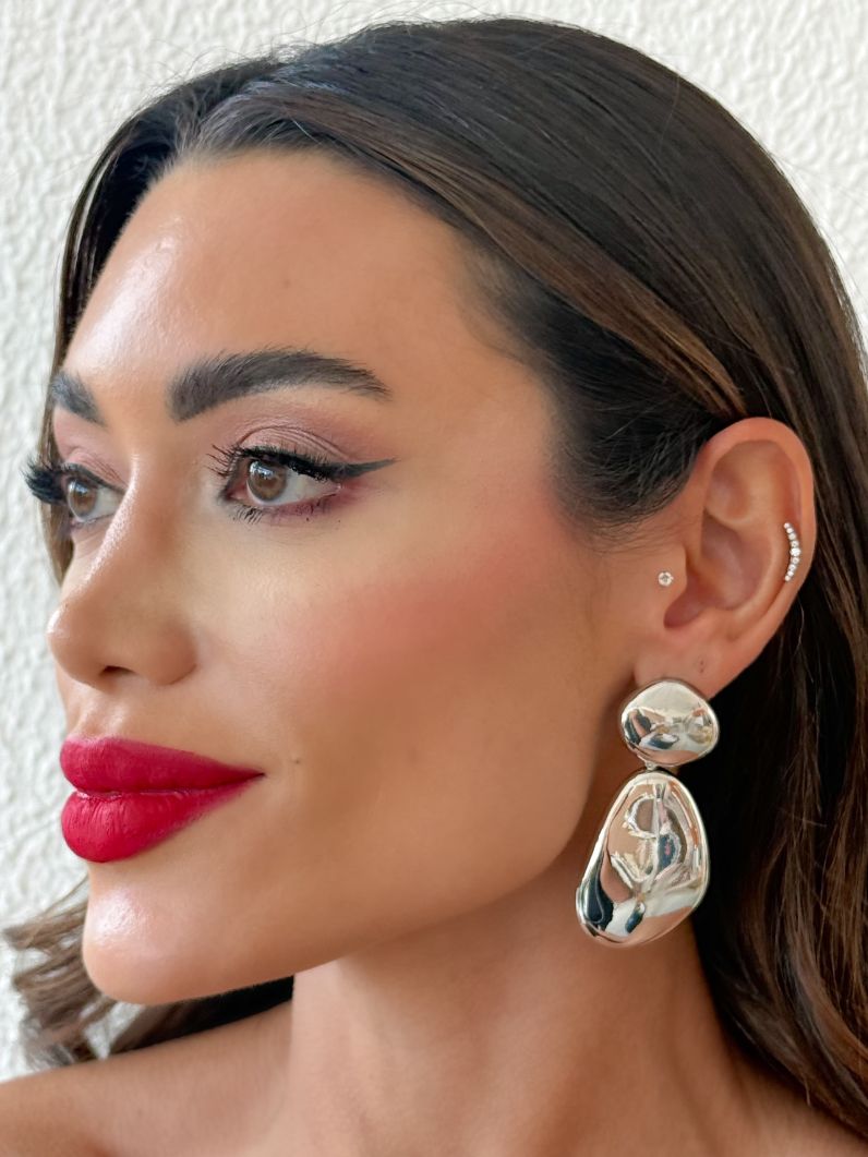 Brinco Folheado a Ouro 18k e Prata Duplo Liso