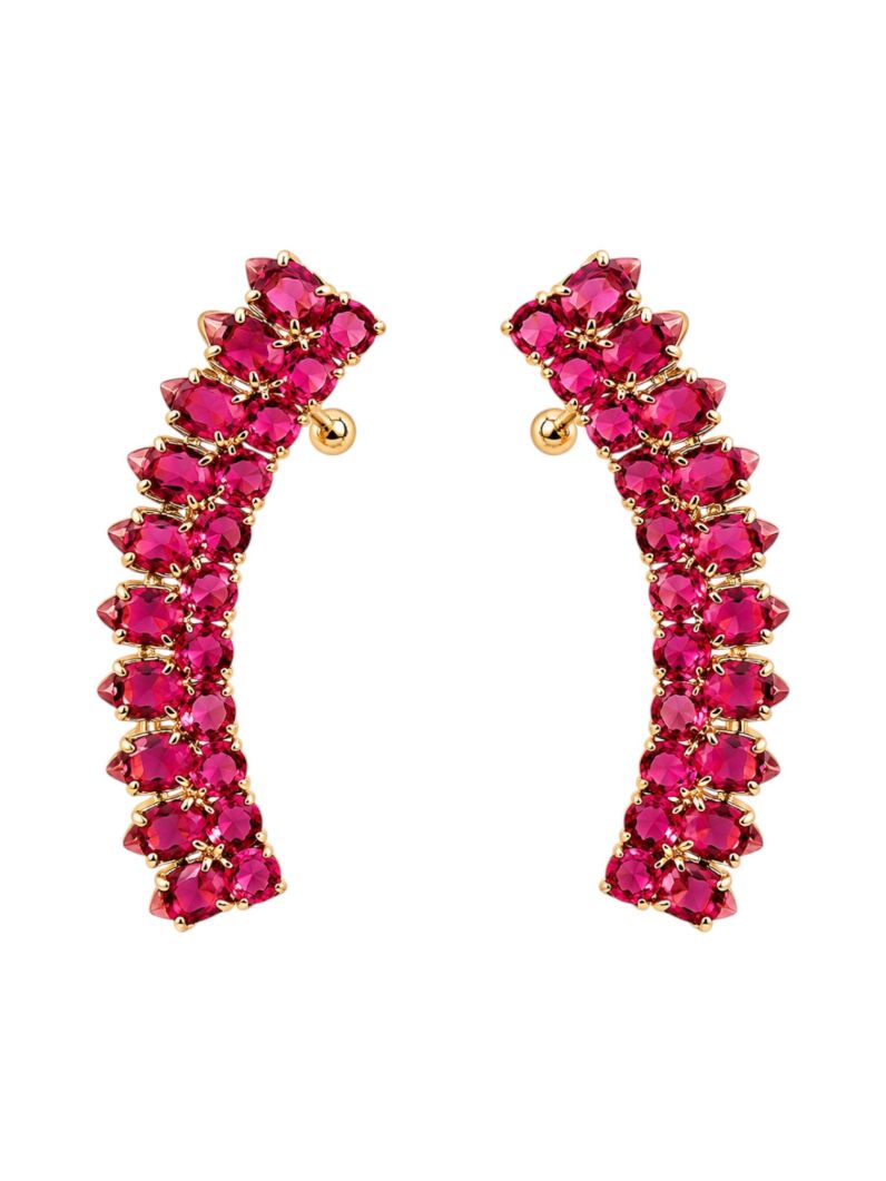 Brinco Folheado a Ouro 18k e Prata Ear Cuff Cristais