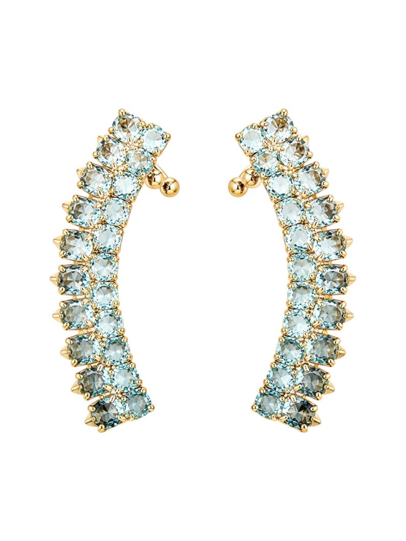 Brinco Folheado a Ouro 18k e Prata Ear Cuff Cristais