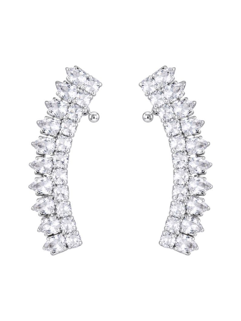 Brinco Folheado a Ouro 18k e Prata Ear Cuff Cristais