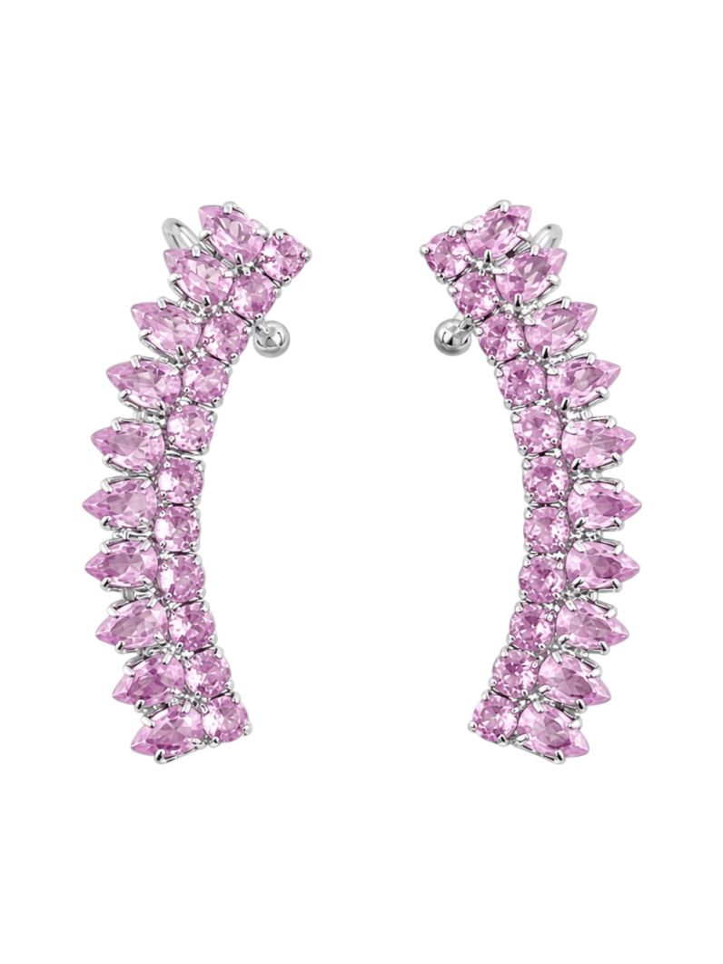 Brinco Folheado a Ouro 18k e Prata Ear Cuff Cristais