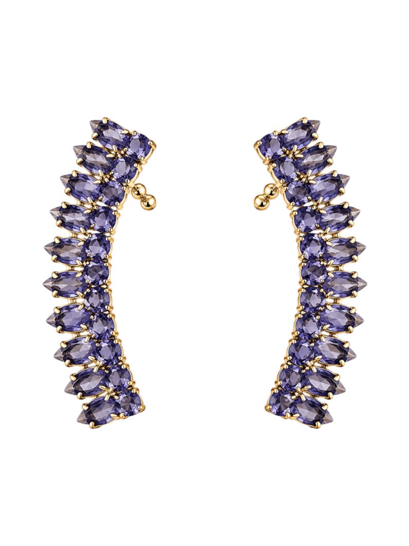 Brinco Folheado a Ouro 18k e Prata Ear Cuff Cristais