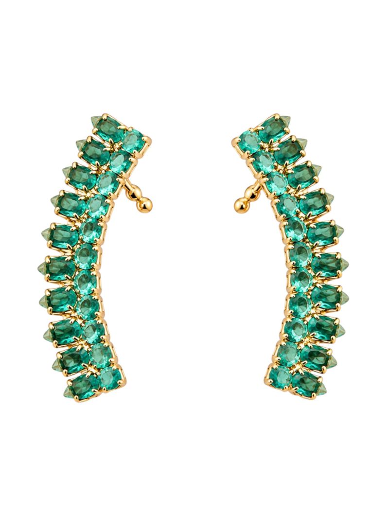 Brinco Folheado a Ouro 18k e Prata Ear Cuff Cristais