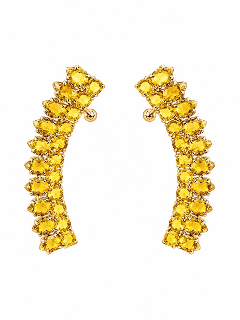 Brinco Folheado a Ouro 18k e Prata Ear Cuff Cristais