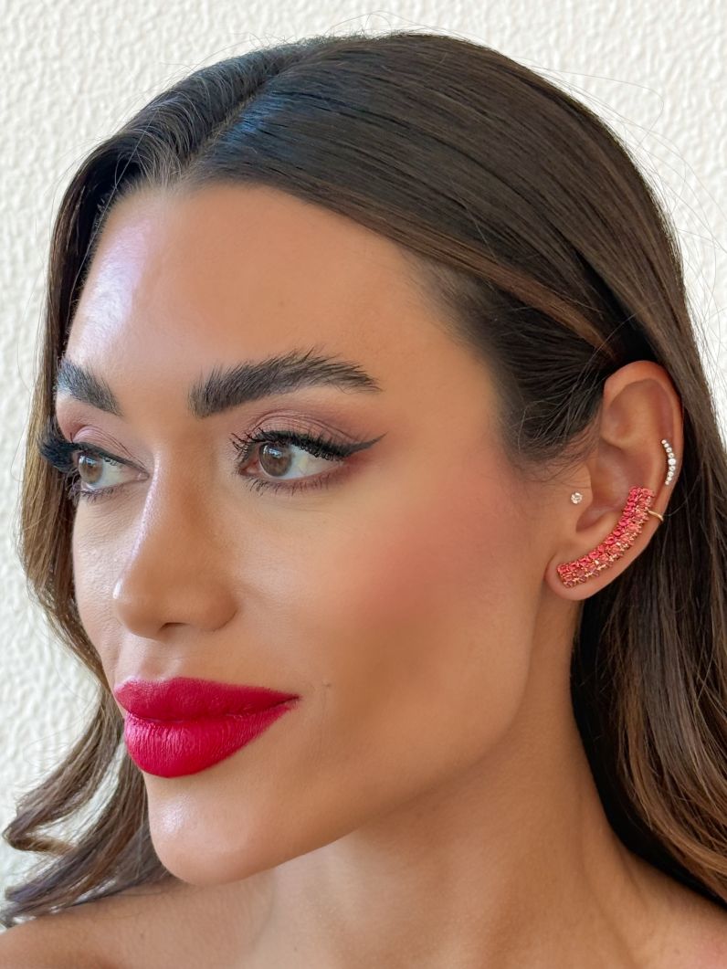 Brinco Folheado a Ouro 18k e Prata Ear Cuff Cristais