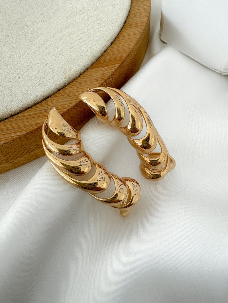 Brinco Folheado a Ouro 18k e Prata Ear Cuff Fios Lisos